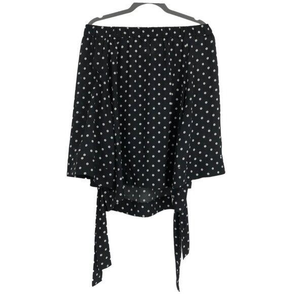 One Teaspoon Women's Black Bonnie Ace Polka Dot Off-the-shoulder Top Size XS - Picture 2 of 16